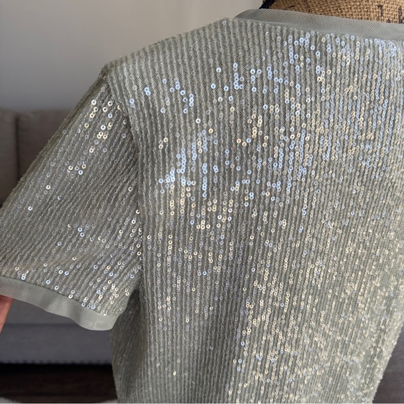 Anne Klein Shimmering Sequin Short Sleeve Top - Picture 7 of 10